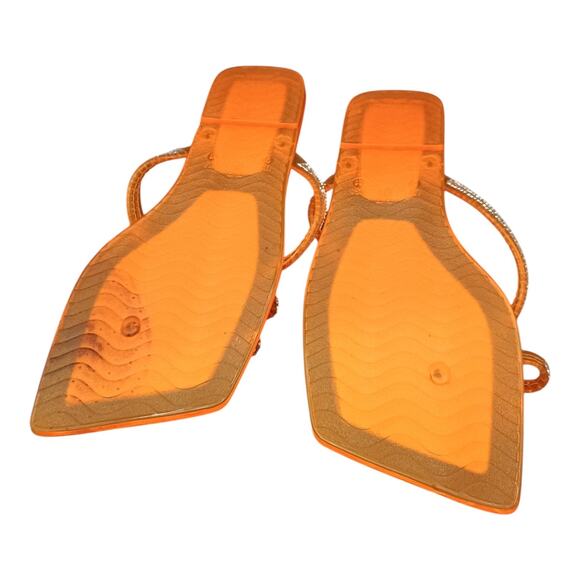 London Rag Orange Jelly Sandal Flip Flop Silver Gems Bowtie Women's Size 11 - Picture 6 of 10